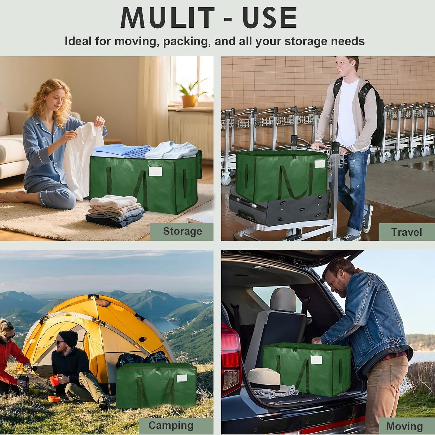 π¦ Extra Large Heavy-Duty Moving Bags β Reusable Storage Totes with Zipper & Reinforced Handles π β¨