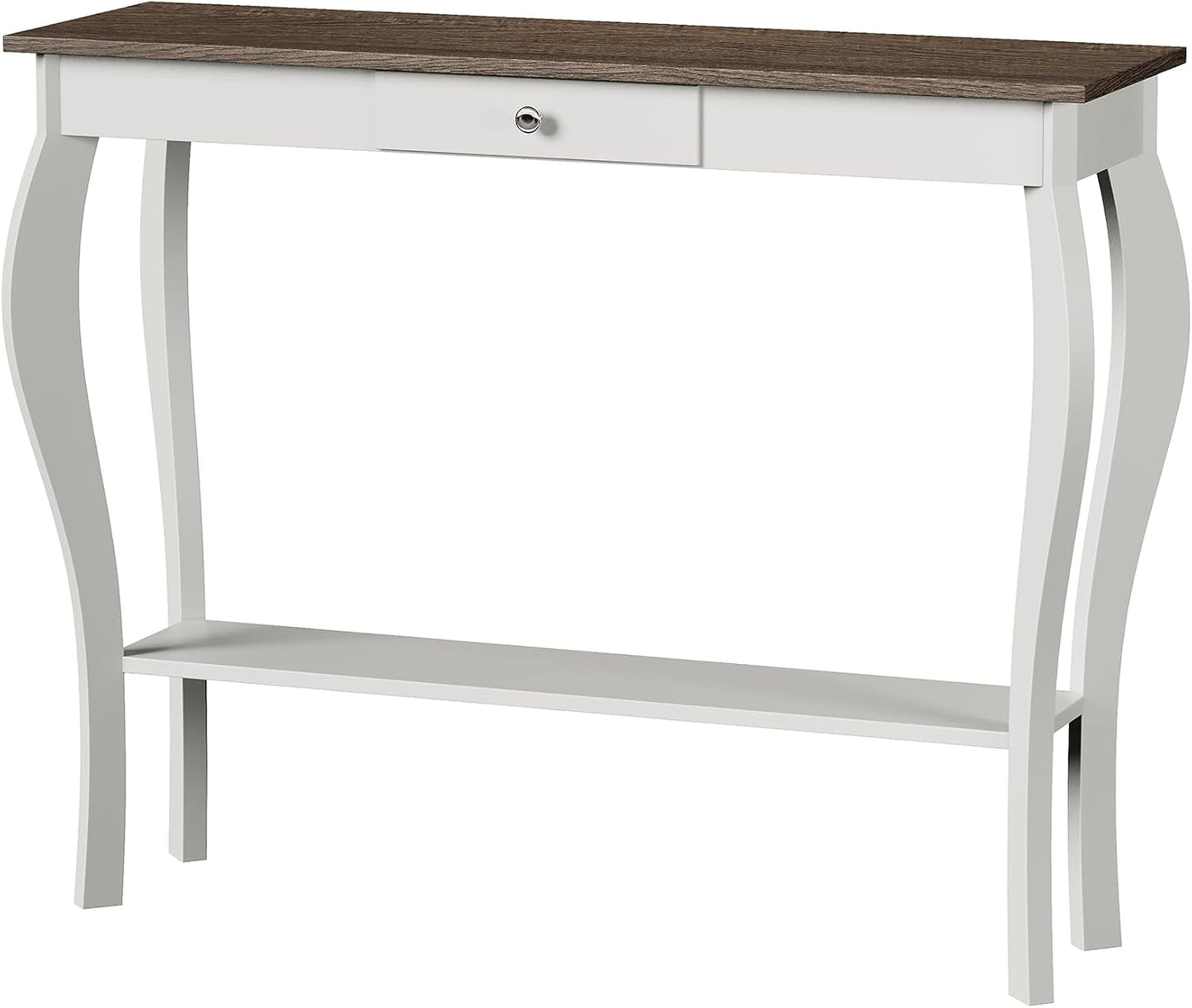 Farmhouse Console Table with Drawer & Lower Shelf – Narrow Entryway Sofa Table