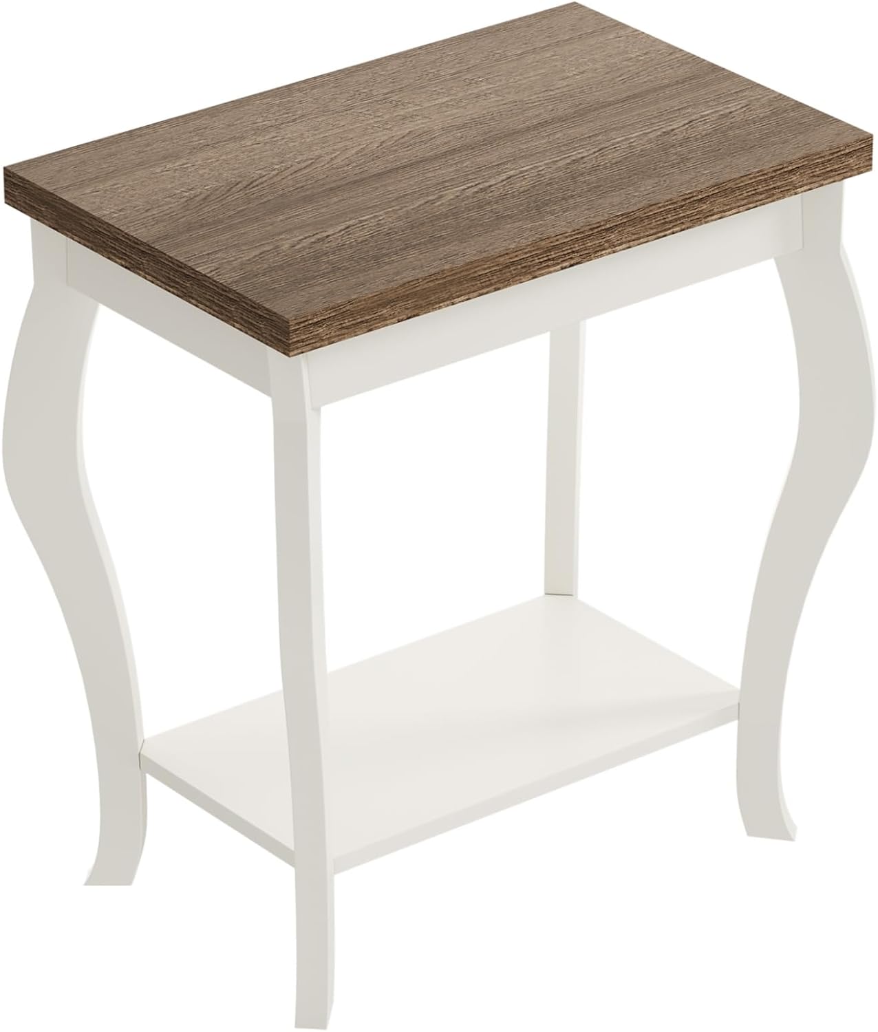 Modern Curved Side Table with Storage – 3-Tier Narrow End Table