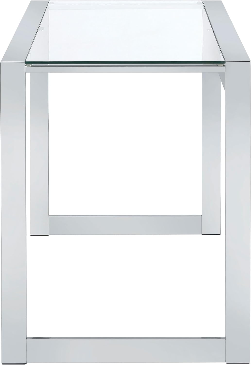 Modern Glass Top Writing Desk – Chrome Metal Frame Home Office Desk