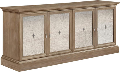 Transitional 4-Door Sideboard Cabinet – Mirrored Storage Buffet with Adjustable Shelves