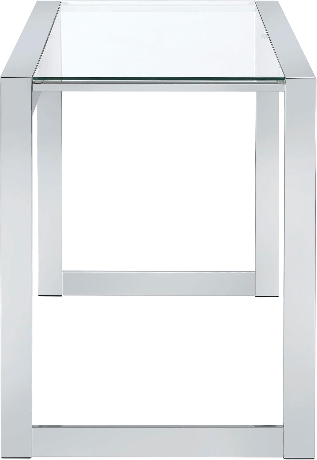 Modern Glass Top Writing Desk – Chrome Metal Frame Home Office Desk