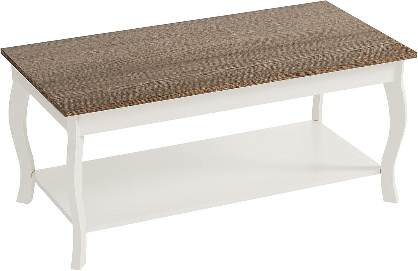 Rustic Farmhouse Coffee Table with 2-Tier Storage Shelf – A-Frame Living Room Center Table