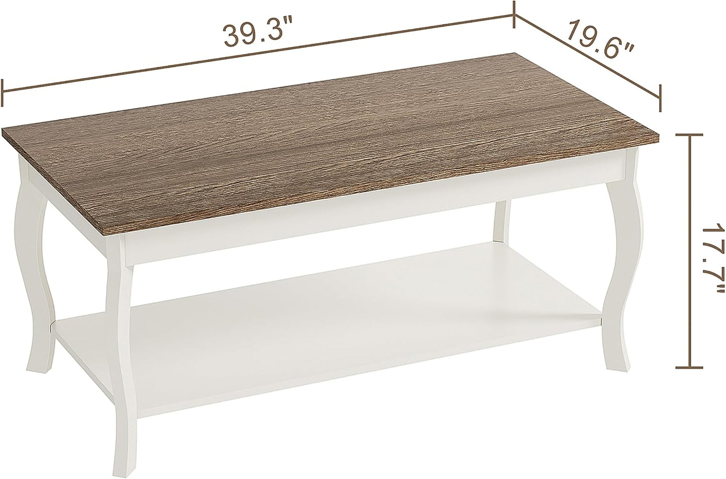 Rustic Farmhouse Coffee Table with 2-Tier Storage Shelf – A-Frame Living Room Center Table