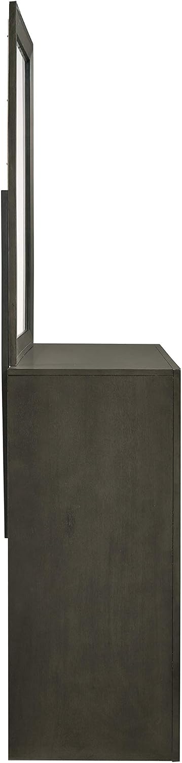 Modern Rectangular Dresser Mirror – Elegant Gray Wood Frame