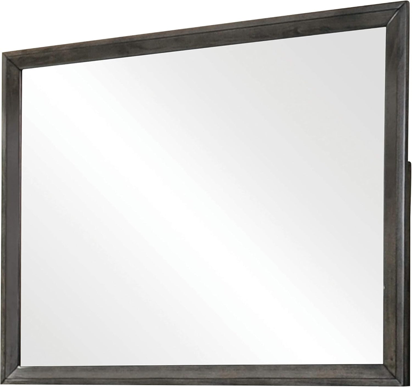 Modern Rectangular Dresser Mirror – Elegant Gray Wood Frame