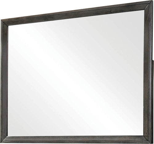 Modern Rectangular Dresser Mirror – Elegant Gray Wood Frame
