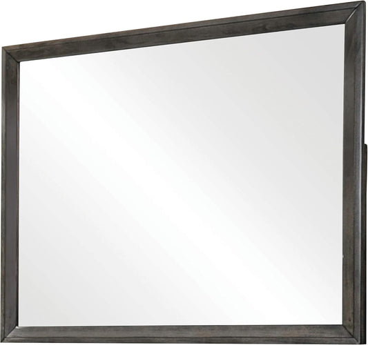 Modern Rectangular Dresser Mirror – Elegant Gray Wood Frame
