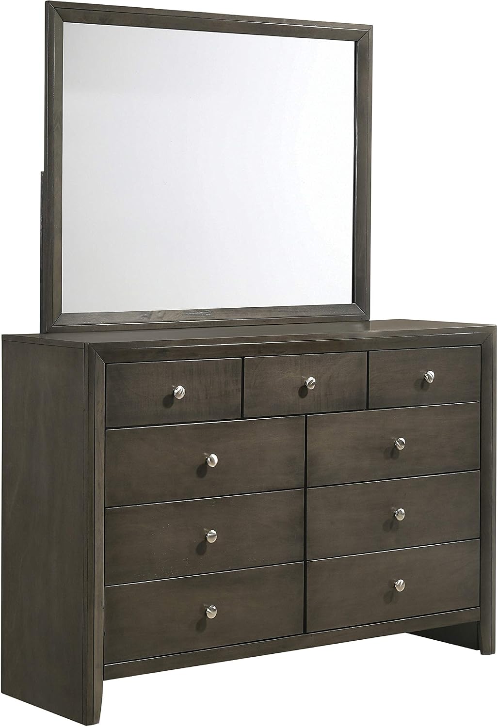 Modern Rectangular Dresser Mirror – Elegant Gray Wood Frame