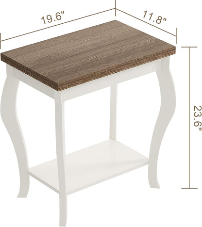 Modern Curved Side Table with Storage – 3-Tier Narrow End Table