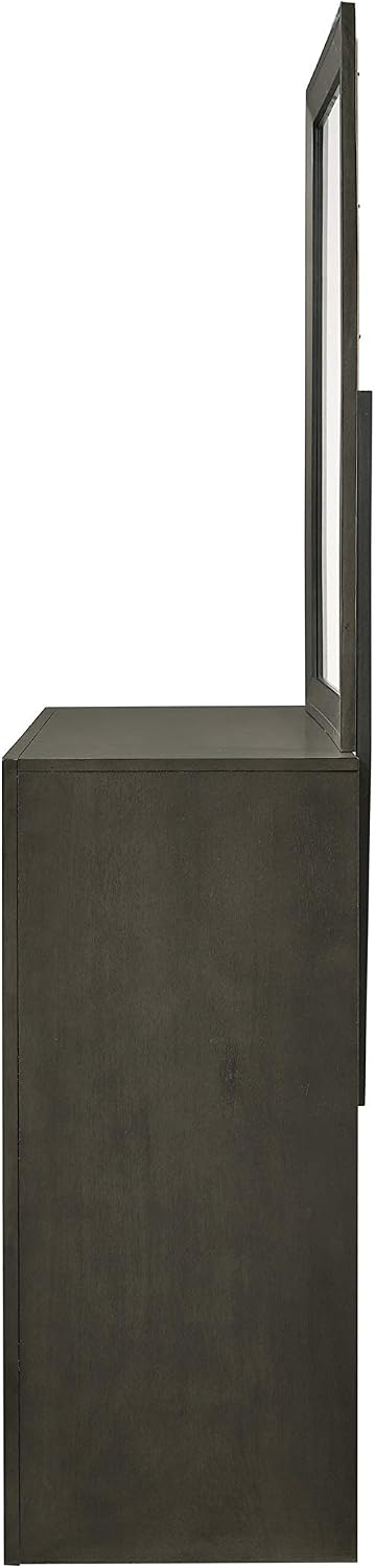 Modern Rectangular Dresser Mirror – Elegant Gray Wood Frame