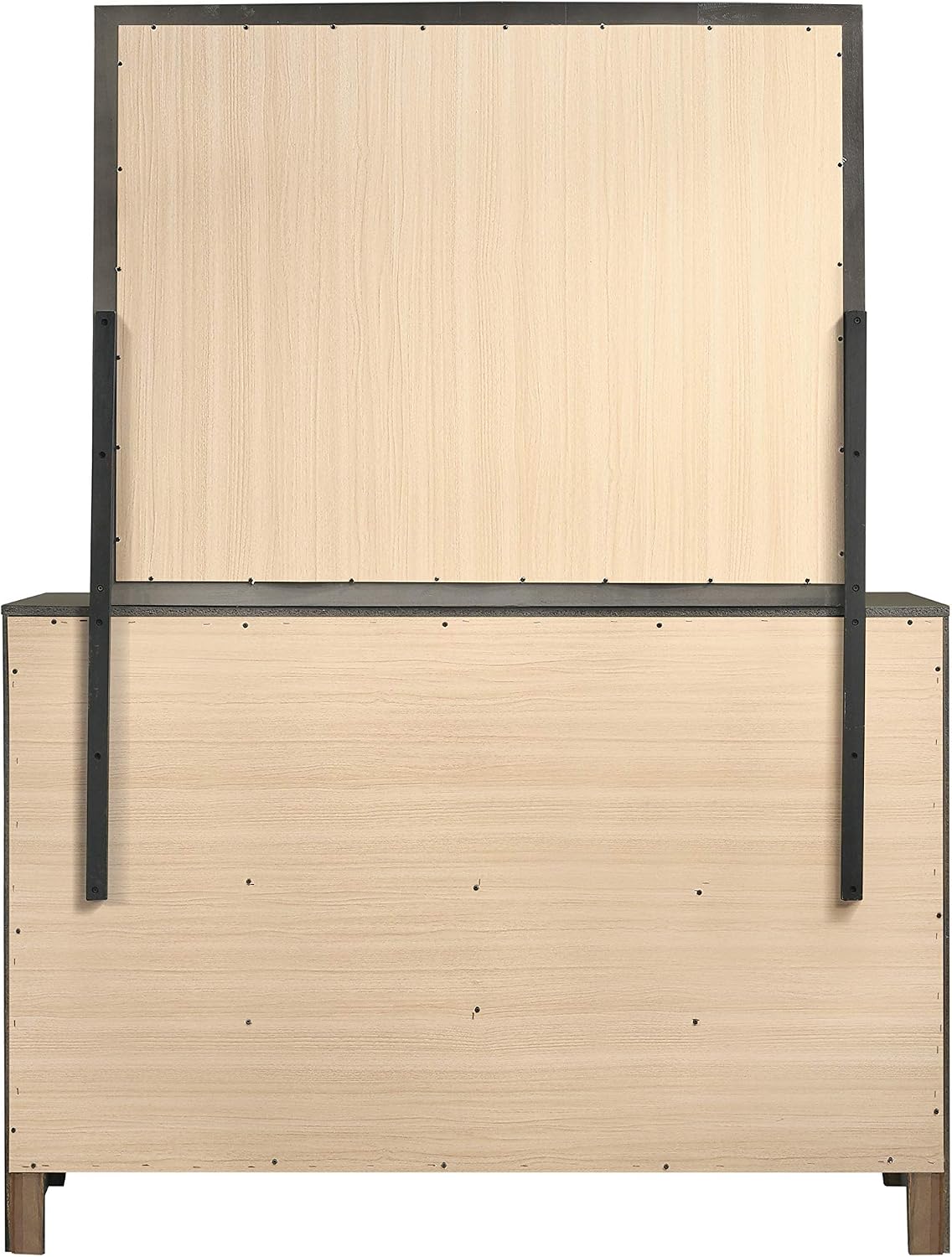 Modern Rectangular Dresser Mirror – Elegant Gray Wood Frame
