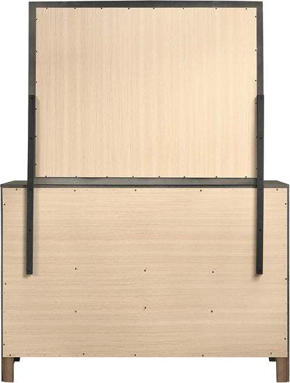 Modern Rectangular Dresser Mirror – Elegant Gray Wood Frame