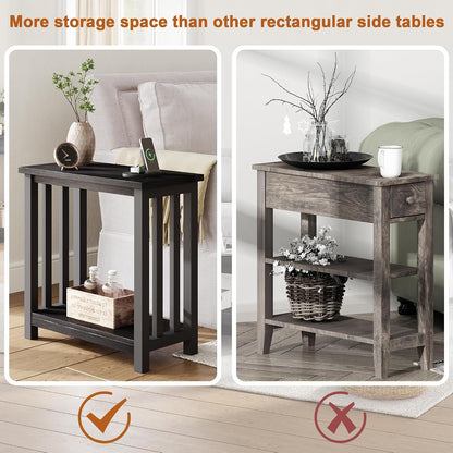Slim Side Table for Small Spaces – Narrow Storage Accent Table