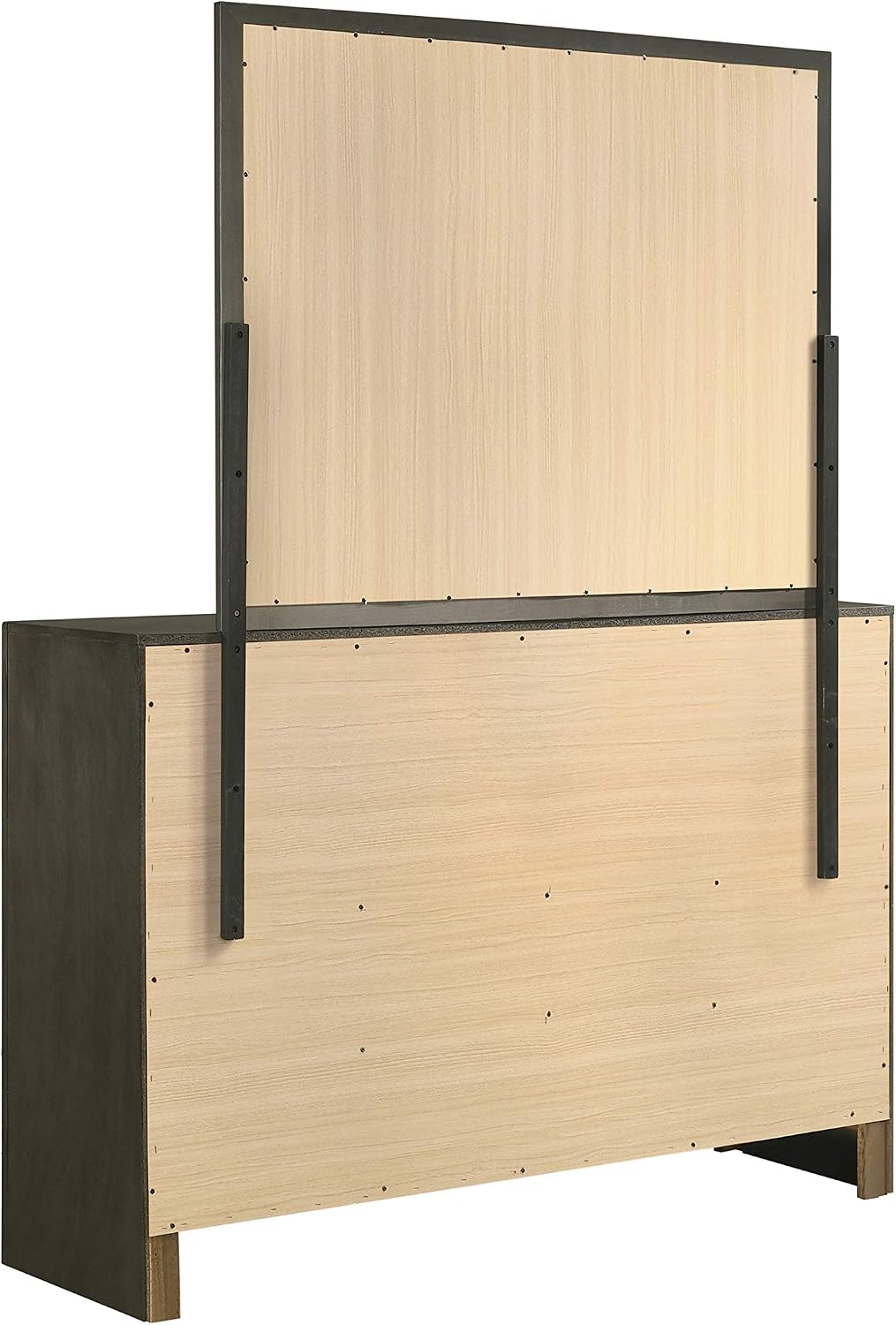 Modern Rectangular Dresser Mirror – Elegant Gray Wood Frame