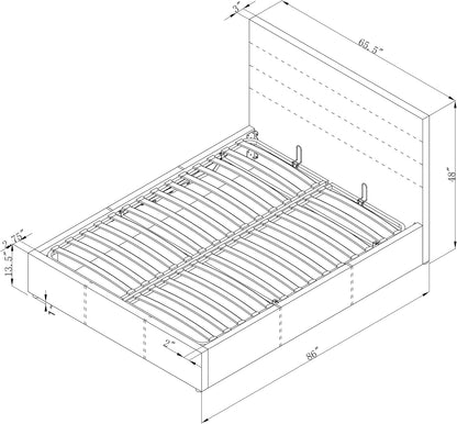Modern Upholstered Storage Bed – Hydraulic Lift Platform Bed with Channel-Tufted Headboard