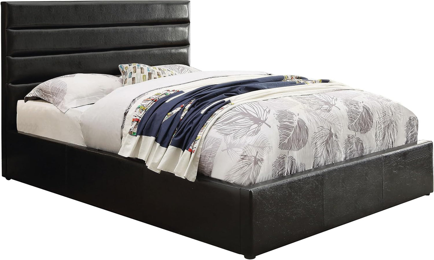 Modern Upholstered Storage Bed – Hydraulic Lift Platform Bed with Channel-Tufted Headboard