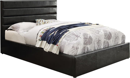 Modern Upholstered Storage Bed – Hydraulic Lift Platform Bed with Channel-Tufted Headboard