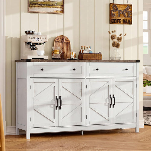Farmhouse Sideboard Buffet Cabinet with Storage – Rustic Console & Coffee Bar