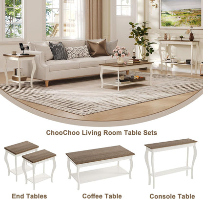 Modern Curved Side Table with Storage – 3-Tier Narrow End Table