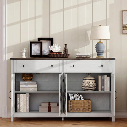 Farmhouse Sideboard Buffet Cabinet with Storage – Rustic Console & Coffee Bar