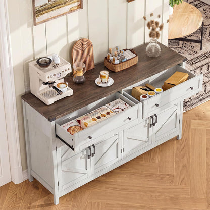 Farmhouse Sideboard Buffet Cabinet with Storage – Rustic Console & Coffee Bar