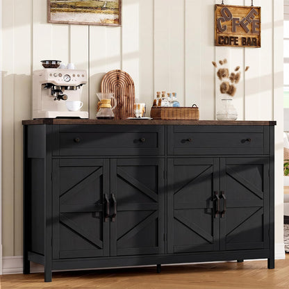 Farmhouse Sideboard Buffet Cabinet with Storage – Rustic Console & Coffee Bar