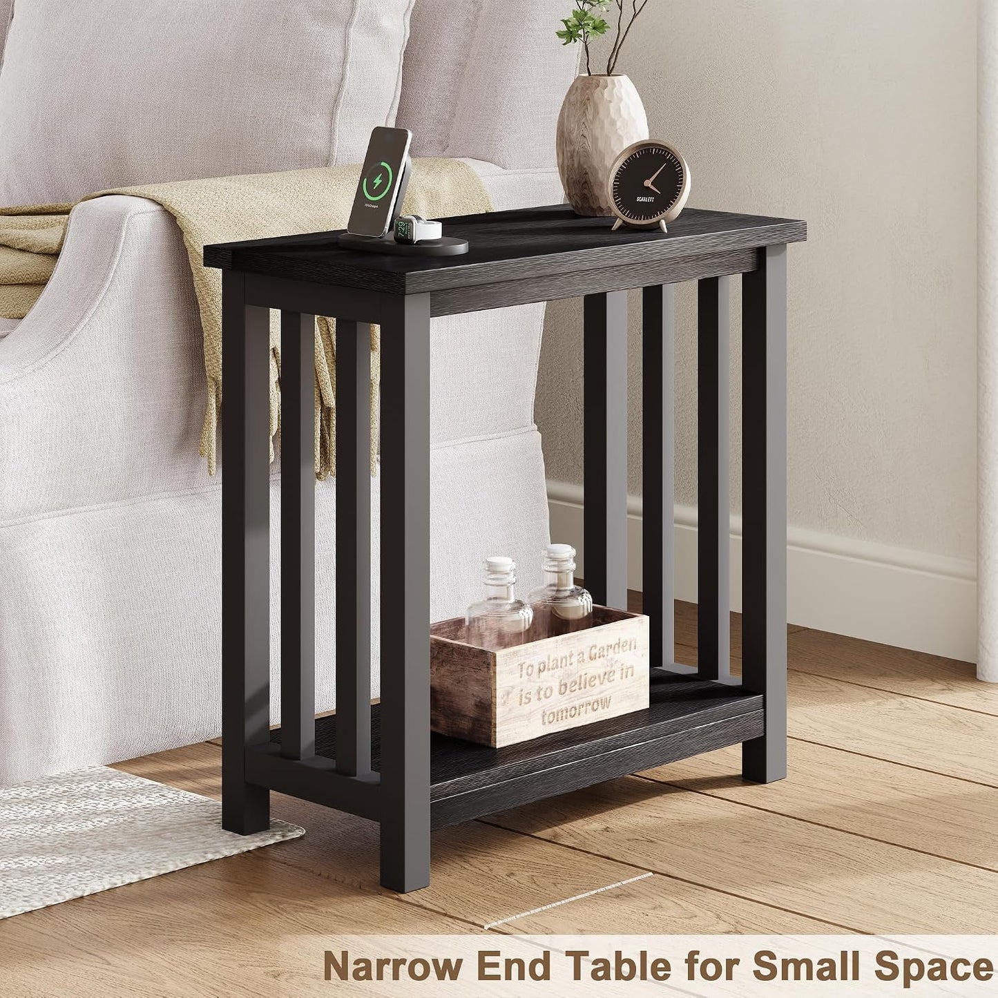 Slim Side Table for Small Spaces – Narrow Storage Accent Table