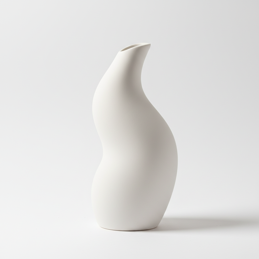 Serene Curve Ceramic Vase – clean white studio shot