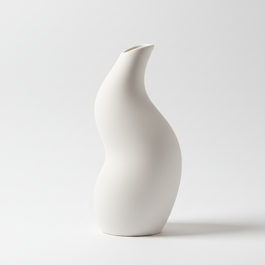 Serene Curve Ceramic Vase – clean white studio shot