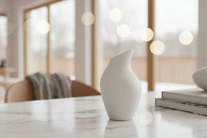 Serene Curve Ceramic Vase on marble surface